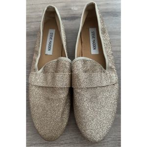 Brand New! Steve Madden Gold Sparkly Loafers